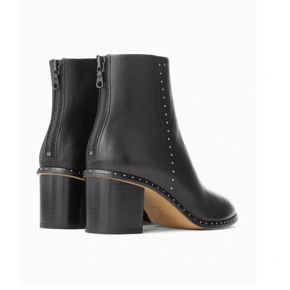 Rag & Bone Willow Studded Black Leather Ankle Boot Size 40